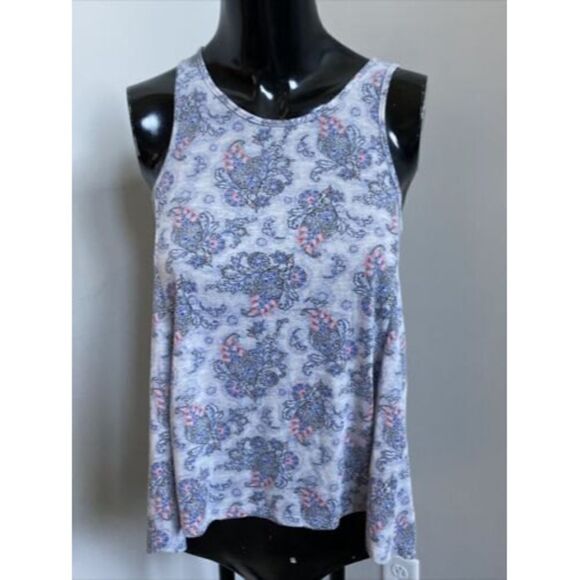 AEO American Eagle Outfitters Tank Top Grey  Size Extra Small XS Zip Paisley - Picture 2 of 7